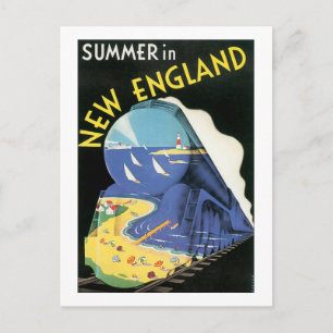 Vintage Bahnwerbung in Neuengland Postkarte