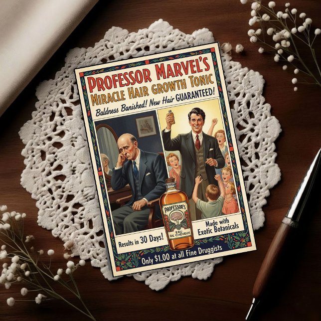 Vintage Baldness Cure Hair Growth Advertising Postkarte (Von Creator hochgeladen)