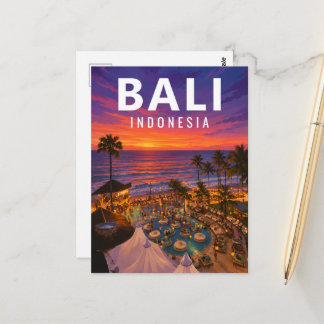 Vintage-Bali-Postkarte – Finns Beach Club Sonnenun Postkarte
