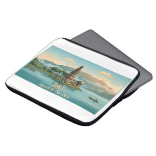 Vintage Bali Ulun Danu Beratan See-Tempel Reise Laptopschutzhülle