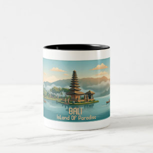 Vintage Bali Ulun Danu Beratan See-Tempel Reise Zweifarbige Tasse