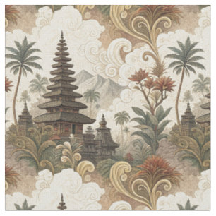 Vintage-balinesischer Tempel Tropisches Wandmalere Stoff