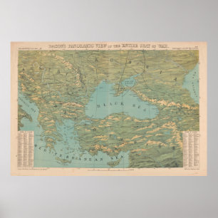 Vintage Balkanländer, Türkei und Schwarzmeerplan ( Poster