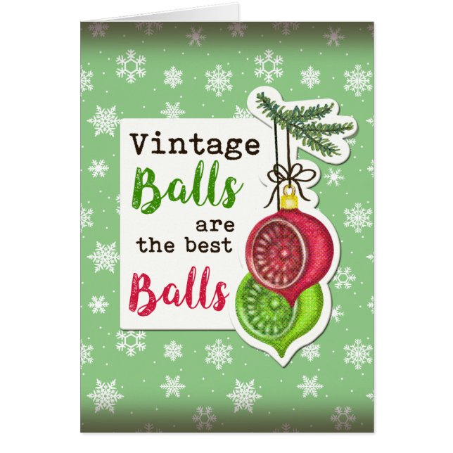 Vintage Bälle sind die besten.. Weihnachtskarte (Vorne)