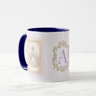 Vintage-Ballerina-Kaffeetasse in sanftem Lila & Bl Tasse