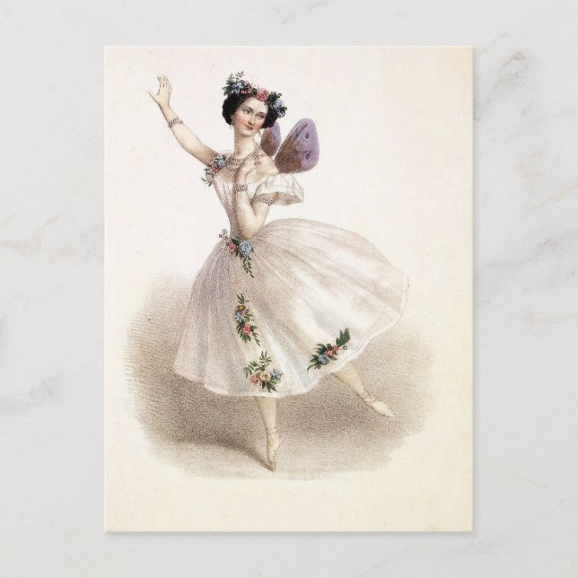 Vintage Ballerina mit Märchenflügeln Postkarte (Vorderseite)