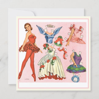 Vintage Ballerina-Papierpuppenkarte Karte