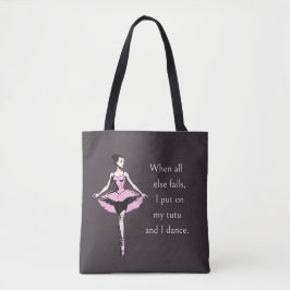 Vintage Ballerina & Tutu Zitat Dunkelgrau Tasche