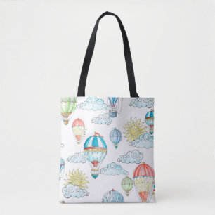 Vintage Balloons: Whimsical Watercolor Nahtlos. Tasche