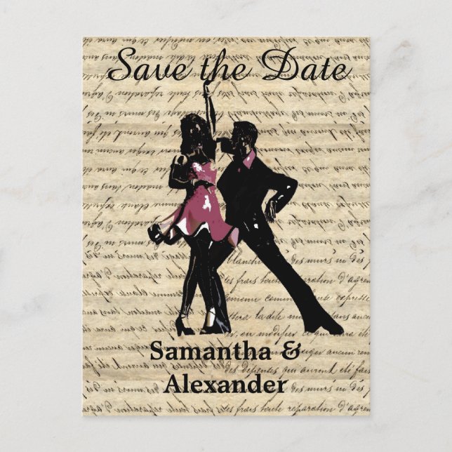 Vintage Ballsaaltänzer Save the Date Ankündigungspostkarte (Vorderseite)