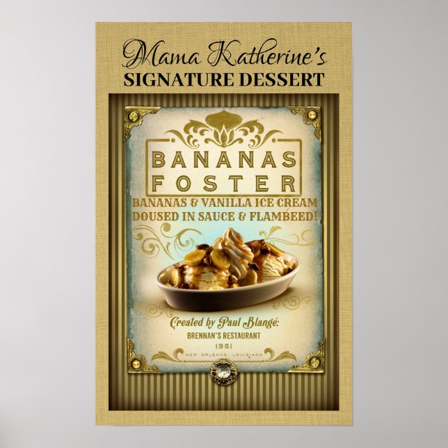 Vintage Bananen Unterschreiben Poster (Vorne)