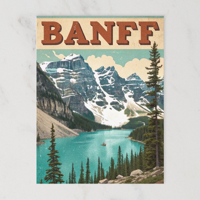 Vintage Banff: Lake Louise & Peaks Postkarte (Von Creator hochgeladen)