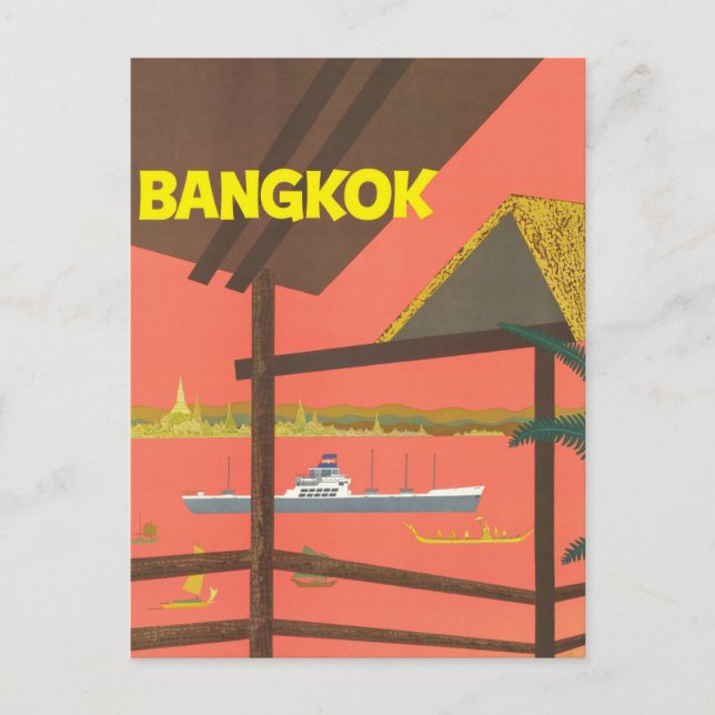 Vintage Bangkok Thailand Reise Postkarte (Vorderseite)