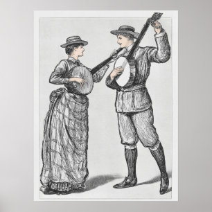 Vintage Banjo-Spieler Poster