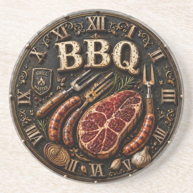 Vintage Barbecue Pitmaster Gift Sausage Kitchen  Getränkeuntersetzer (Vorne)