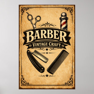 Vintage-Barberposter - Retro-Frisurwerkzeug-Druck Poster