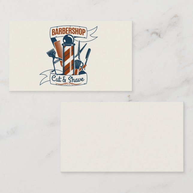 Vintage Barbershop Business Card Visitenkarte (Vorne/Hinten)