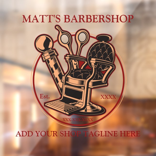 Vintage Barbershop-Fronttür anpassen Fensteraufkleber (Blatt 2)