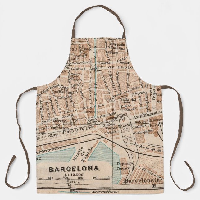 Vintage Barcelona-Karte Schürze (Vorderseite)