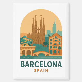 Vintage Barcelona Spain Travel Sagrada Familia  Magnet