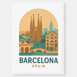 Vintage Barcelona Spanien Reise Sagrada Familia Magnet
