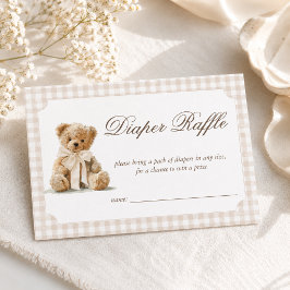 Vintage-Bären-Baby-Party-Windel-Raffle Begleitkarte
