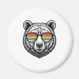 Vintage-Bären-Sonnenbrille Vektorgrafikdesign_1 Magnet