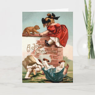 Vintage Bärenattacke Weihnachtskarte Feiertagskarte