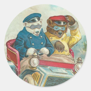 Vintage Bärenaufkleber Runder Aufkleber