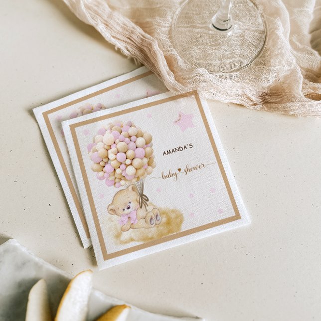 Vintage Bärendekor Kinderdusche Rosa Serviette (Von Creator hochgeladen)