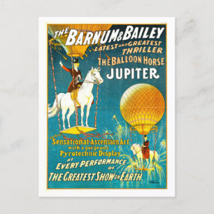Vintage Barnum & Bailey Zirkuswerbung - Ballonpfer Postkarte