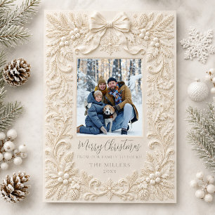 Vintage-Barock-Familienfoto-Frohe-Weihnachtskarte Einladung