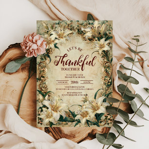 Vintage Barock-Lilien-Erntedankfest-Essen Einladung