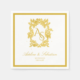 Vintage Barock Monogram Wappen Hochzeitsservice Serviette