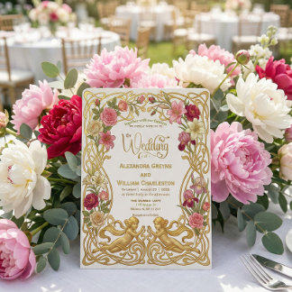 Vintage Barock Romantische Engelsgarten-Hochzeit Einladung