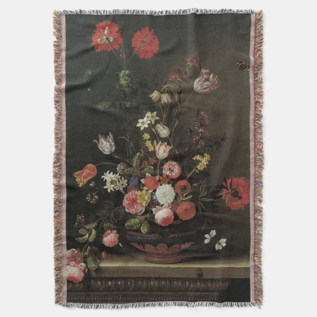 Vintage barocke Blume des Stilllebens in Vase Decke (Vorderseite Vertikal)