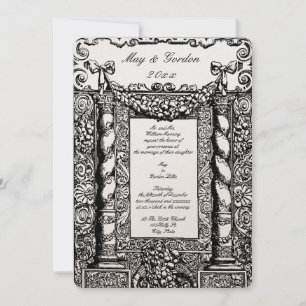 Vintage barocke Solomonische Säulenrahmen-Hochzeit Einladung