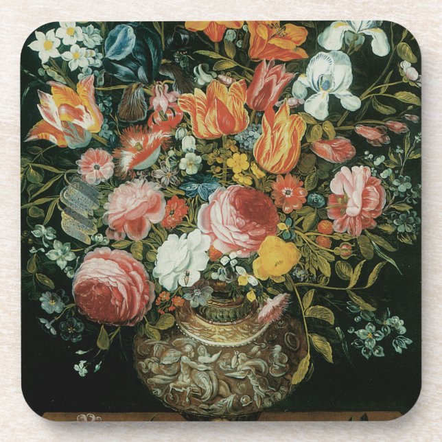 Vintage barocke Stillleben Blume in einer Vase Untersetzer (Vorderseite)