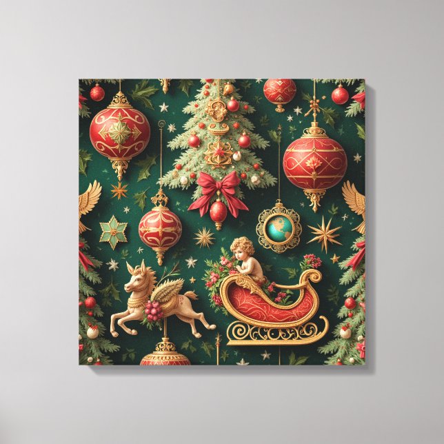 Vintage barocke Weihnachtsstatuen Leinwanddruck (Vorderseite)