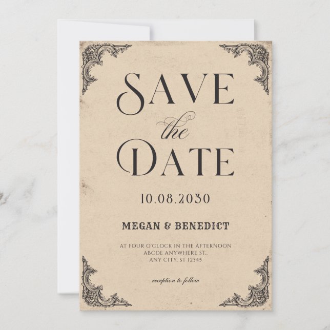 Vintage Barockhochzeit Save The Date (Vorderseite)