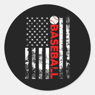 Vintage Baseball American Flag Player Flag Runder Aufkleber