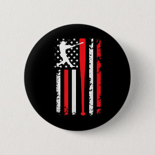 Vintage Baseball-Amerikaner-Flaggen-Baseball-Spira Button