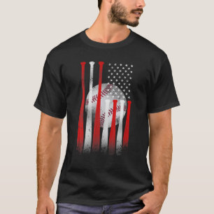 Vintage Baseball-amerikanische Flagge Baseball Lov T-Shirt
