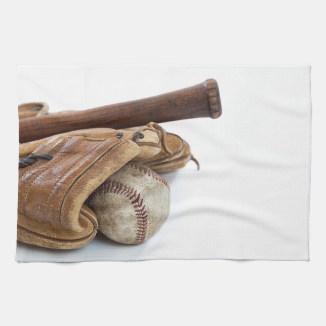 Vintage Baseball and Bat Geschirrtuch (Horizontal)