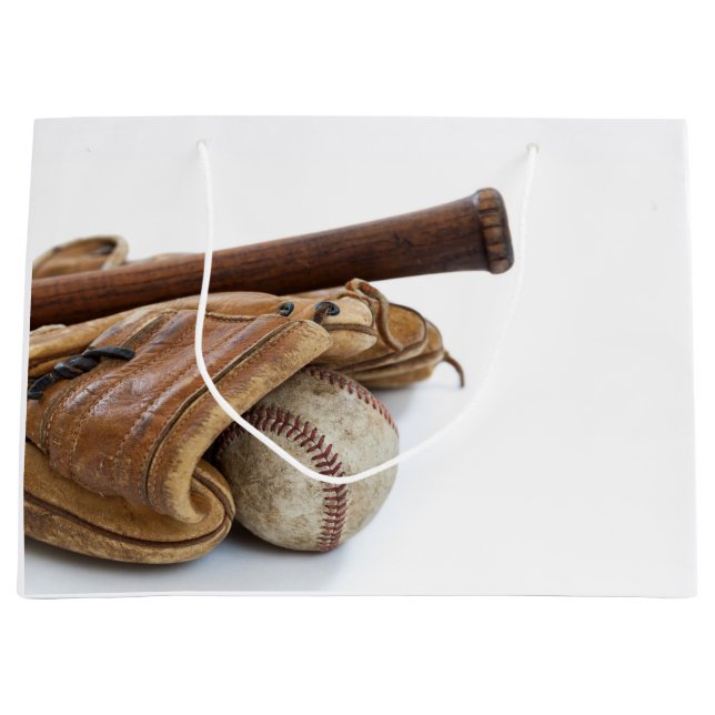 Vintage Baseball and Bat Große Geschenktüte (Vorderseite)