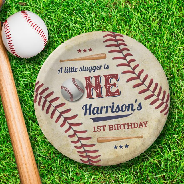 Vintage Baseball Boys 1. Geburtstag Pappteller (Von Creator hochgeladen)