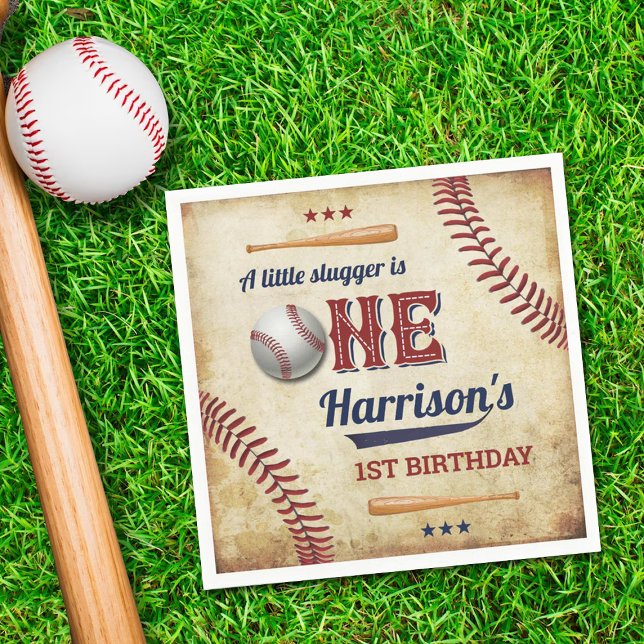 Vintage Baseball Boys 1. Geburtstag Serviette (Von Creator hochgeladen)
