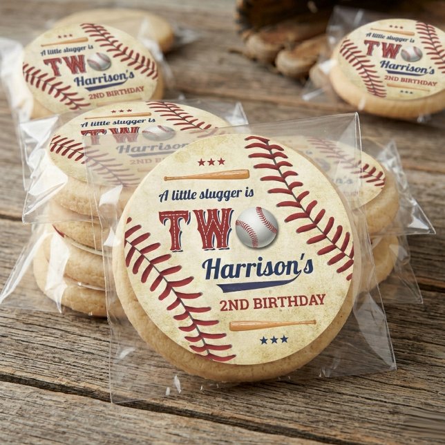 Vintage Baseball Boys 2. Geburtstag Runder Aufkleber (Von Creator hochgeladen)