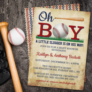 Vintage Baseball Boys Babydusche Einladungen