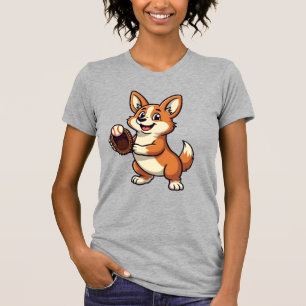 Vintage-Baseball-Corgi-Hundefänger-Cartoon-Vektor  T-Shirt